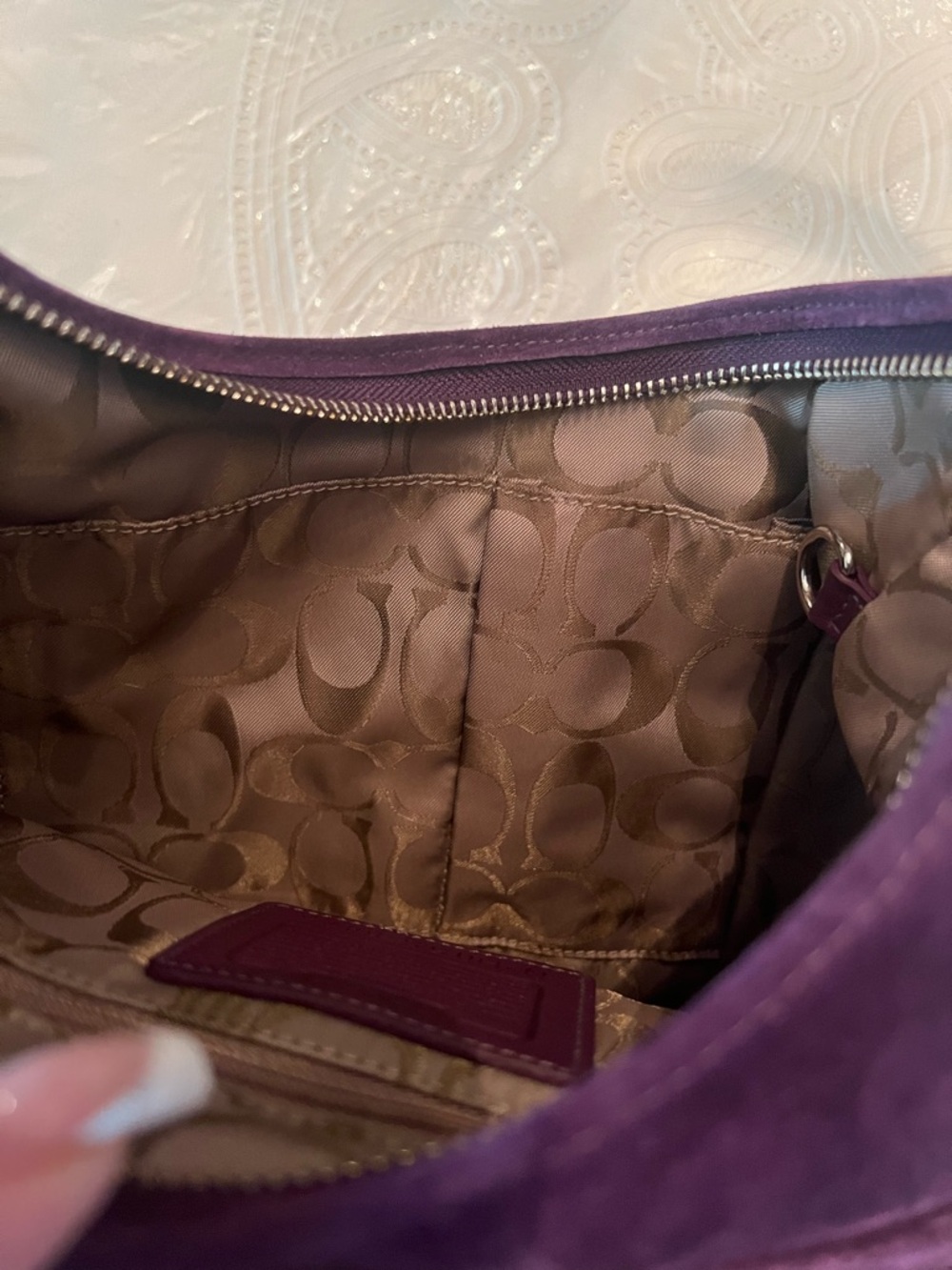 VINTAGE COACH HAMPTONS PLUM SUEDE LARGE HOBO BAG CARE KIT DUST BAG NEW IN BOX - Picture 15 of 16